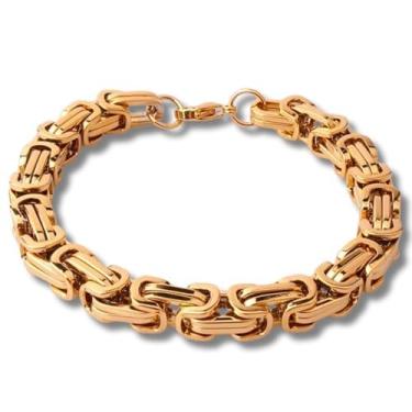 Imagem de Pulseira Masculina "Luxo Império" – Aço Inoxidável Banhado a Ouro 18K, Corrente Dupla, Antialérgica, 6mm, Fecho Resistente – Design Imponente e Sofisticado + Bolsa de veludo