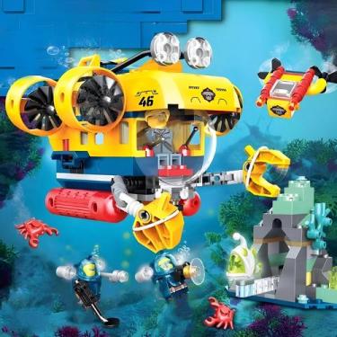 Imagem de Meninos Oceano Exploração Submarino Bloco De Construção Brinquedo Moc 