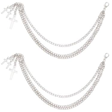 Imagem de SOFPLATE 2 peças pingentes de bota cruzada, corrente de prata, pingentes de liga retrô, vintage, estilo gótico, metal, fecho lagosta, conjunto de acessórios para botas, tênis, suprimentos, decoração