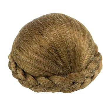 Imagem de IMISSU Capa de cabelo de dançarina de chignon trançado tamanho pequeno apliques de cabelo scrunchies coque peruca updo (M3 Mistura de cobre)