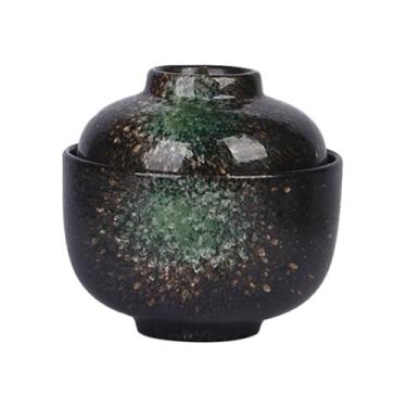 Imagem de ABOOFAN Tigela de sopa de missô com tampa, tigela de arroz japonês, tigela tradicional de ramen de cerâmica, tigela de servir comida para sopa, arroz, macarrão e mingau, estilo C