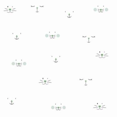 Imagem de Papel de Parede Autocolante Gatinhas Amigas Verde 2,50m - Inove Papéis