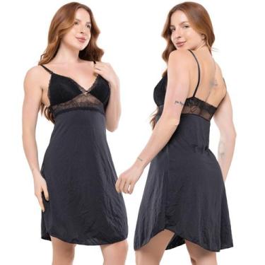 Imagem de Camisola Renda Luxo Moda Sensual Feminino Pijama Linha Noite Conforto 