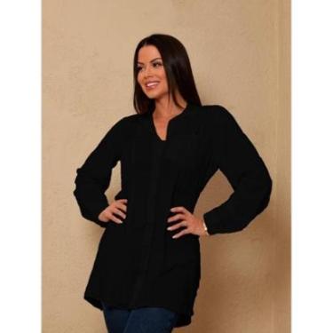 Imagem de Camisa Longa Moda Feminina Inverno outono Casual Elegante Básica Moderna-Feminino