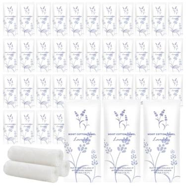 Imagem de Toalha de algodão úmida a granel toalha úmida embrulhada individualmente, serviços de toalha branca, toalhas refrescantes pré-umedecidas para dentista, viagem, esporte, festa, hotel 200, lavanda