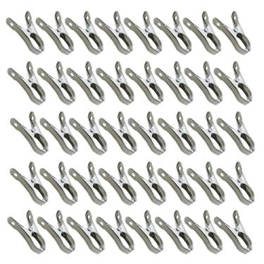 Imagem de SQXBK 40 peças de clipes de malha de estufa de aço inoxidável prata 53 mm braçadeira de jardinagem à prova de vento para foto/pasta de fechamento de saco de alimentos