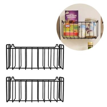 Imagem de Kit 2 Cesto Fruteira de Parede 20x9cm Aramado para Cozinha Banheiro Lavanderia Organização Multiuso N0