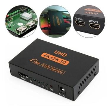Imagem de Splitter Distribuidor Hdmi 4k Divisor 1x4 Versão 1.4 3840p - Universal