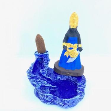 Imagem de Incensário Cascata Oxum Azul  Escultura em Resina  12 Cm - Lua Mistica