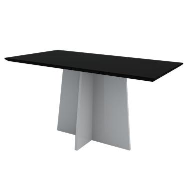 Imagem de Mesa Jantar 6 Lugares Vidro 1,60m Off White Preto