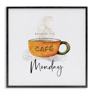 Imagem de Stupell Industries Caneca "Because It's Monday", design artístico giclée emoldurado preto por Joy Hall, 43 x 43 cm