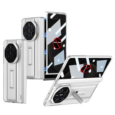 Imagem de POYUFRG Capa fina para Huawei Mate X6, capa híbrida de couro de negócios de luxo PC com suporte, proteção de lente dobradiça tudo incluído, capa anti-espião, branca, Mate X6