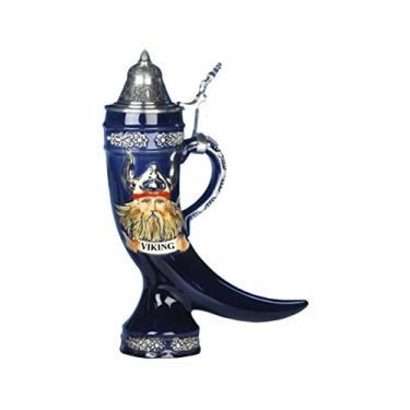 Imagem de Caneca de cerveja com chifre de alívio ViKING de 0,5 litros, caneca de cerveja