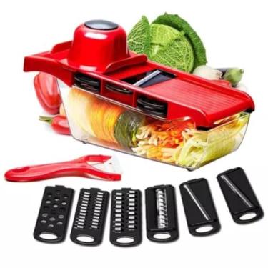 Imagem de Ralador Fatiador Legumes Mandoline Slicer Multifuncional Aço Inox Fatiador Cortador De Legumes 6 Em 1-IT