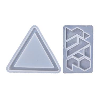 Imagem de EINCORN Moldes de resina para quebra-cabeça, peças de silicone, para moldes triangulares, conjunto de tangramas, moldes de Natal para resina, 115 x 105 mm, como mostra a imagem