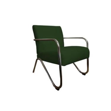 Imagem de Poltrona Decorativa Bela Suede Verde Braço Cromado Mz Decor - Mazzero 
