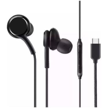 Imagem de Fone de Ouvido com Fio Premium Tipo-C, Som Balanceado, Anti-Ruído (Até 99,15%), Cabo de Tecido Anti-Emaranhamento, Preto – Compatível com Samsung, Motorola, LG e Smartphones USB-C.