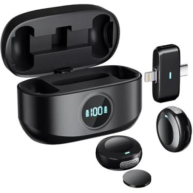 Imagem de Microfone Lapela Sem Fio para iPhone, iPad (IOS) e Android (USB-C) – Kit Duplo com Case de Carregamento, Redução de Ruído e Som Profissional – Ideal para Vídeos, Podcasts e Transmissões ao Vivo