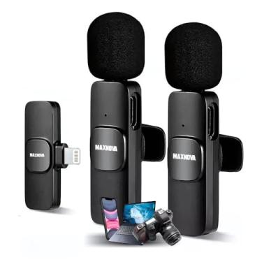 Imagem de Microfone Lapela Duplo Profissional Sem Fio 2 Em 1 Plug And Play Tipo Lighting - De Facil Uso Modelo Premium (Tipo Lighting/Iphone).