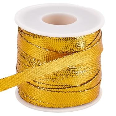 Imagem de GORGECRAFT Cordão de cetim de nylon de 38,3 metros de 1,9 cm, fita trançada, fio de padeiro, fio de padeiro, borda metálica brilhante, cordão de tecido com glitter para artesanato, pulseira, chapéu