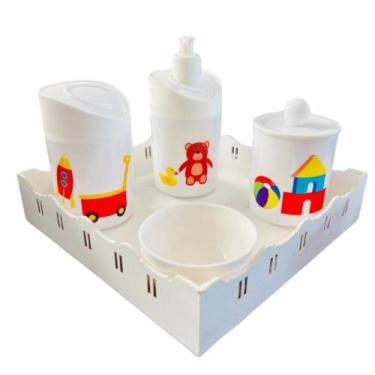 Imagem de Kit Higiene Baby Brinquedos Menino e Menina c/bandeja em MDF - Dóia Ki