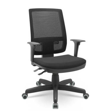 Imagem de Cadeira Presidente Brizza Poliester Preto Backplax - Plaxmetal