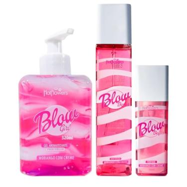 Imagem de Kit Blow Girl Hidratante 320ml Perfume 30ml e Body Spash 180ml Blow Beijos Morango com Creme