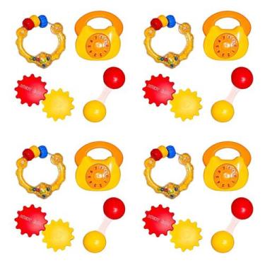 Imagem de kit 4 chocalhos infantil brinquedo para bebe sensorial primeira infanc
