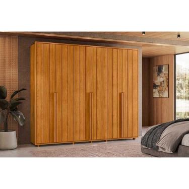 Imagem de Roupeiro Volpi 100% MDF ripado 6 portas e 6 gavetas - Cinamomo - Madetec