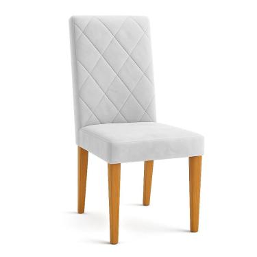 Imagem de Cadeira de Jantar Estofada Siena Veludo Cinza Pés Trapézio Castanho - Pallazio