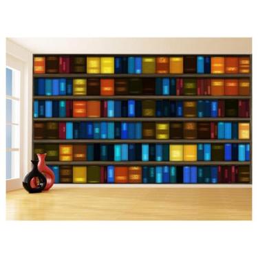 Imagem de Papel De Parede 3D Estante De Livros Desenhados 3,5M Est13 - Você Deco