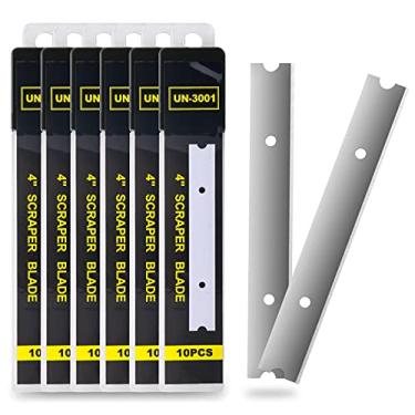 Imagem de Lâminas raspadoras de 10 cm, 60 peças, lâmina de barbear de aço de alto carbono de substituição para raspador para remover tinta, papel de parede, etiquetas adesivas (6 caixas)