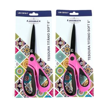 Imagem de Kit 2 Tesouras De Titânio 8 Polegadas Lm-13018-T, A Ferramenta Perfeita Para Quem Busca Precisão, Durabilidade E Conforto Em Uma Só Tesoura