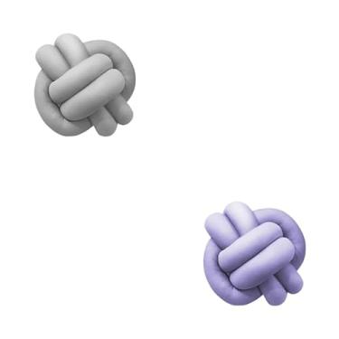 Imagem de Almofadas De Nó 28cm x 28cm Lindas Decorativas Sala Sofá Cama Cores (CINZA E LILÁS)