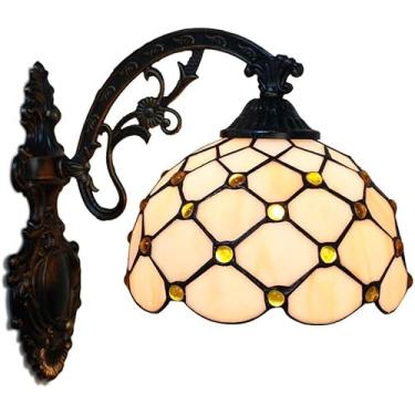 Imagem de Luminária De Parede E Arandelas Estilo Tiffany, Luminárias De Parede De Vidro Manchado, Lâmpadas De Parede Led Vintage Para Interior Cafeteria Quarto Corredor, Yellow
