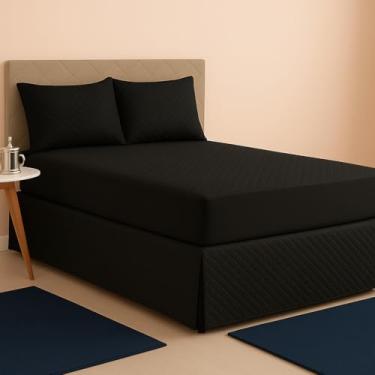 Imagem de Kit Capa Impermeável Protetora para Colchão Solteirão + 01 Protetor Impermeável para Travesseiro - 4 Camadas de Proteção - Respirável e Não faz barulho - (Preto, Solteirão)