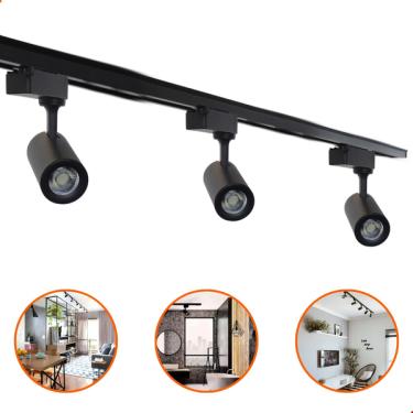 Imagem de Kit Trilho Eletrificado 1m com 3 Spots LED 7W Preto ��� Luz Bra
