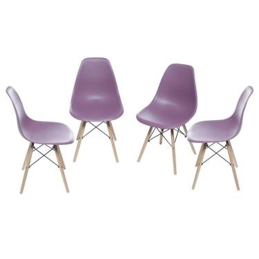 Imagem de Kit 4 Cadeiras Boxbit Dkr Eames Base Em Madeira Roxa