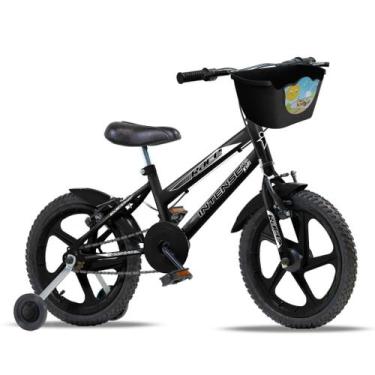 Imagem de Bicicleta infantil Aro 16 V-brake com rodinha Colorida quadro Aço Carb