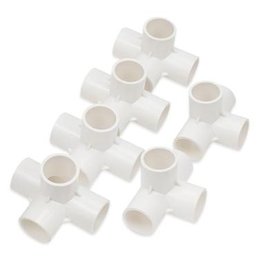Imagem de Bwintech 6 peças 25 mm (3/10.2 cm) Conector deslizante em T cúbico de 4 vias PVC-U Conector de acoplamento de cotovelo Conexão de tubo de água para jardim