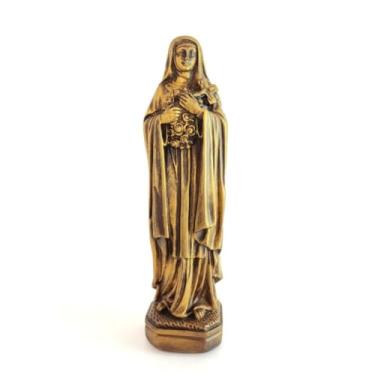 Imagem de Imagem de Santa Teresinha do Menino Jesus 20 cm | Pintura Ouro Velho | Escultura Católica com Base Protetora | Arte Sacra Religiosa