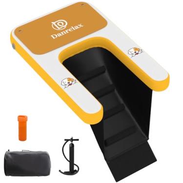 Imagem de Danrelax Rampa Inflável Para Barco De Cachorro, 47" Lx 32" L 6" A, Perfeita Animais Estimação Médio Porte Até 220 Libras, Escada Água Com Flutuador Eva Antiderrapante Alta Estabilidade E Fácil Segur