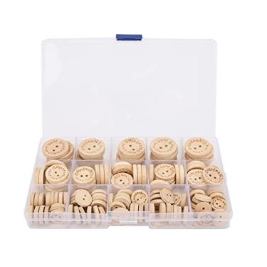 Imagem de Haofy 140pcs Botões De Madeira Padrão Carta ABC Em 3 Tamanhos 10 15 20mm Com Caixa De Armazenamento Superfície Lisa para Crianças Vestuário, Montessori Brinquedos DIY Craft Projects