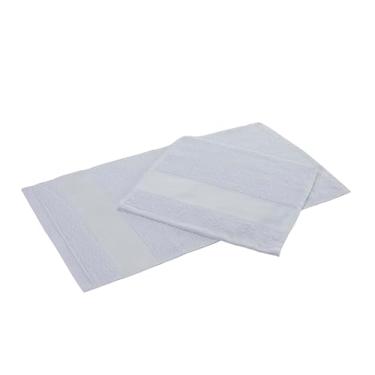 Imagem de 10 Toalhas Lavabo para Sublimação 29x50cm 100% Algodão - Barra Sublimática Poliéster 6,5x29cm - Branca