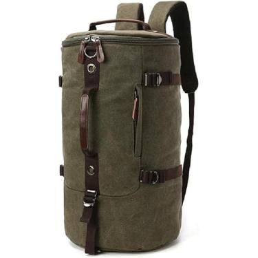 Imagem de Mensageiro Bolsa De Lona Homens Bolsa De Viagem Bolsa De Fim De Semana Mochila Grande Bolsa Noturna Com Multi-bolsos Lona Holdall Vintage Totes, Green