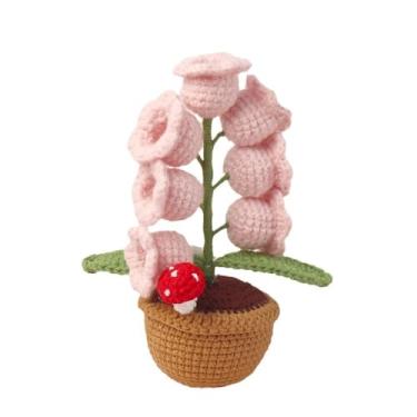 Imagem de Maricrosea Mini flor de crochê, rosa feita à mão, lírio de malha do vale, flor artificial eterna para casa, carro, escritório, decoração para professores, mães, presentes