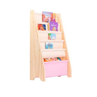 Imagem de Rack Guarda Brinquedos E Livros, Canguru Montessori Rosa - Curumim Kid