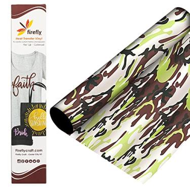 Imagem de Firefly Craft Planilha de vinil para transferência de calor | Vinil estampado HTV | Vinil estampado de ferro em vinil para Cricut e silhueta | Vinil de prensa térmica para camisetas – 30,48 cm x 50,80 cm, Green Camo, 1 sheet, 1
