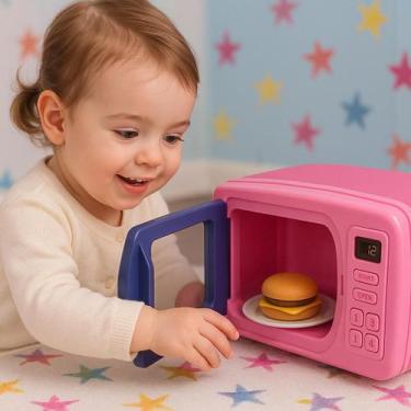 Imagem de Mini Micro-ondas Infantil Esquenta Brinquedo Prato Giratório Presente 