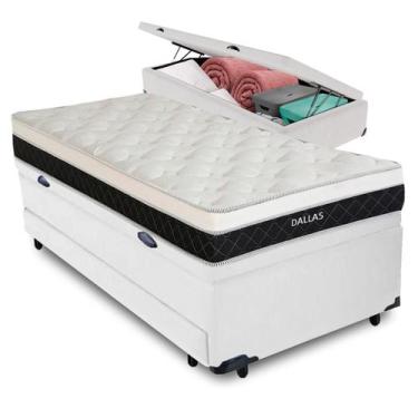Imagem de Bicama Baú Branco + Colchão Dallas Molas V-Tech Solteirão